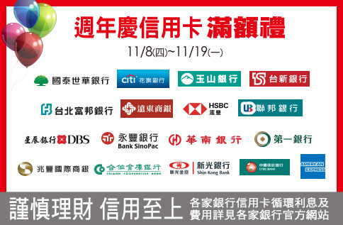 週年慶信用卡刷卡滿額禮