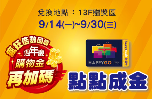 點點成金 週年慶購物金再加碼