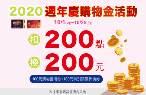 2020週年慶購物金