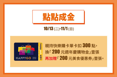 點點成金 300點換週年慶200元購物金