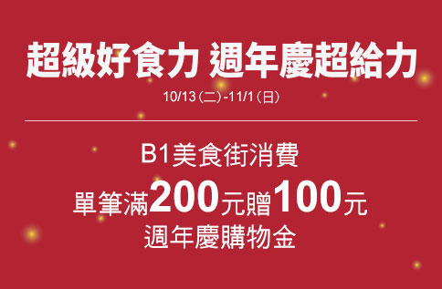 忠孝館美食街OPEN-超級好食力 週年慶超給力