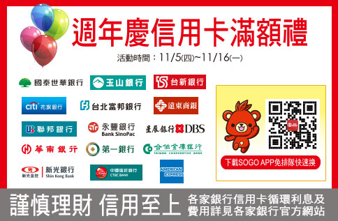 週年慶信用卡刷卡滿額禮