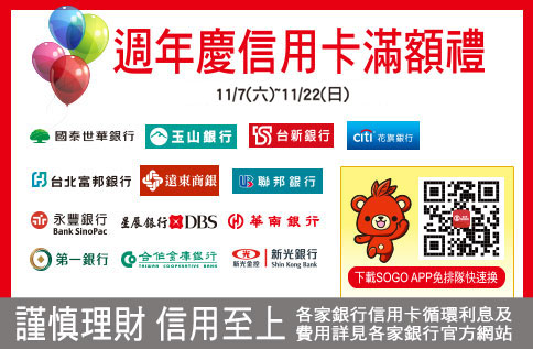 週年慶信用卡滿額禮