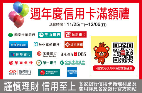 週年慶信用卡滿額禮