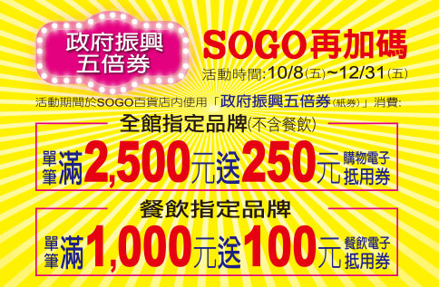 政府振興五倍券 SOGO再加碼