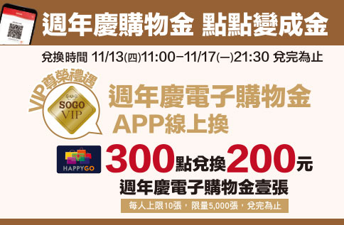 圖片:VIP尊榮禮遇~週年慶電子購物金 APP線上換