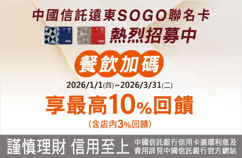 圖片:中國信託SOGO聯名卡餐飲加碼