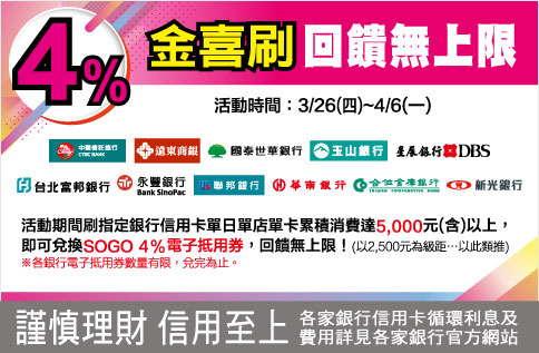 4%金喜刷 回饋無上限